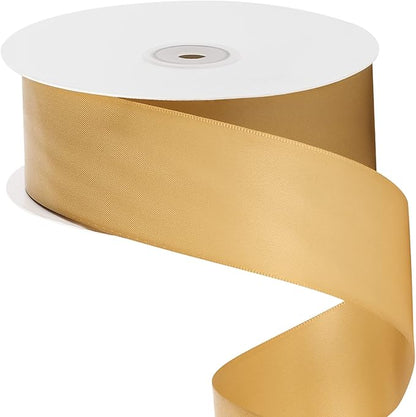 LIUYAXI Old Gold Double Faced Satin Ribbon, 2" X Continuous 50 Yards, Ribbons Perfect for Gift Wrapping Wedding DIY Craft Bow Making & Other Projects