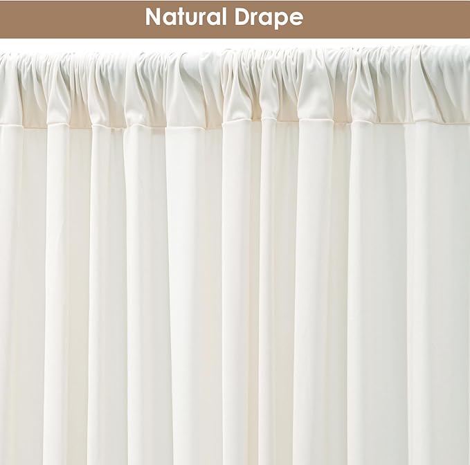 10x10ft Wrinkle Free Ivory Backdrop Curtain for Parties Soft Fabric Drapes Wedding Ivory Curtain Backdrop for Birthday Party Decorations Background for Photography 5x10ft,2 Panels