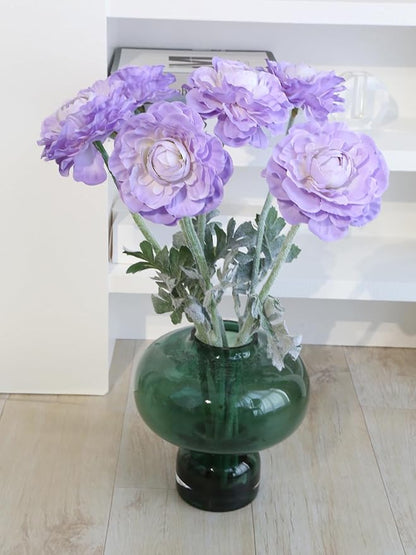 6Pcs Ranunculus Artificial Flowers 19.7’’ Purple Faux Peonies Silk Ranunculus Flowers for Bouquet Vase Table Centerpiece Home Wedding Party Garden Decoration(Purple)