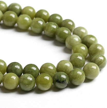 10MM 36PCS Natural Stone Chinese Green Jade Loose Beads for Jewelry Making DIY Bracelet Necklace 1 Strand