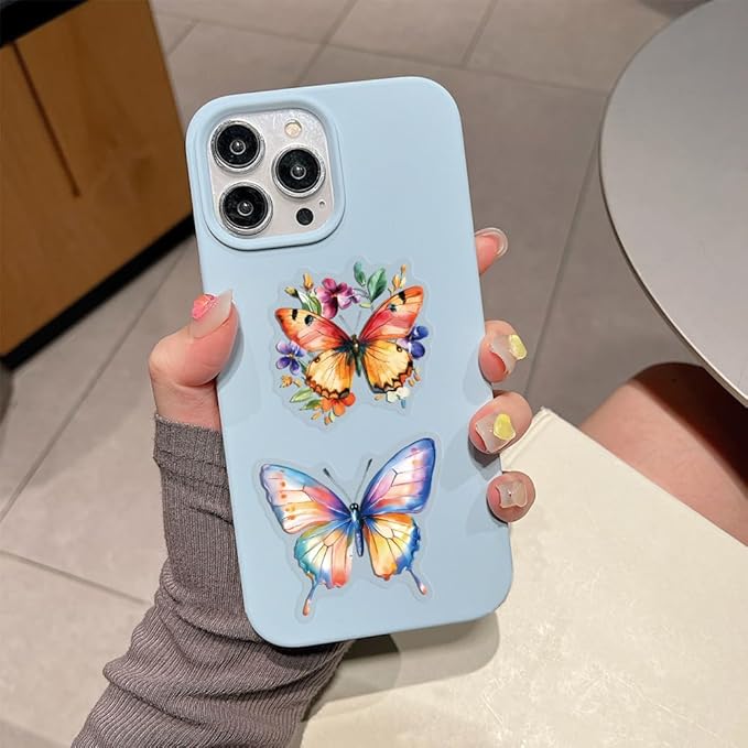 50PCS Butterfly Stickers, Transparent PET Waterproof Nature Decals for Scrapbooking, Journaling, Water Bottles, Phone Cases, Laptops, DIY Crafts & Gift Decor (Vintage Style)