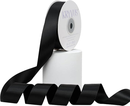 Black Satin Ribbon, Double Faced 1 Inch X 25 Yards Black Ribbon, Premium Satin Ribbon for Gift Wrapping, Crafts, Hair Bow Making, Sewing, Flower Bouquet, Wedding Party Decor