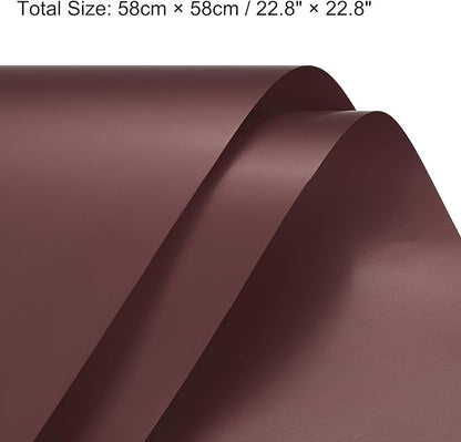 MECCANIXITY Pearlescent Film Flower Wrapping Paper 22.8x22.8 Inch Waterproof for DIY Crafts, Gift/Gift Box Packaging Chocolate Color Pack of 10