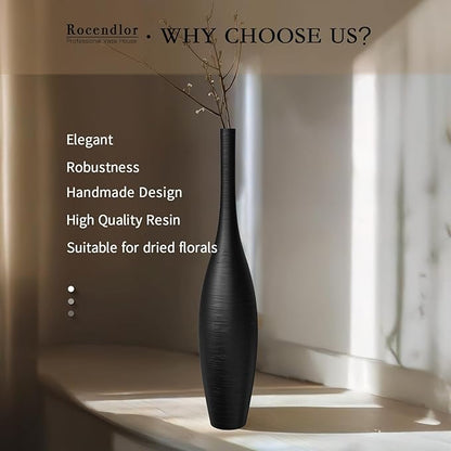 Black Vase Tall Black Floor Vases, 27.5 Inch Modern Tall Vases for Living Room Modern Floor Vase for Living Room Corner Office Home Decor