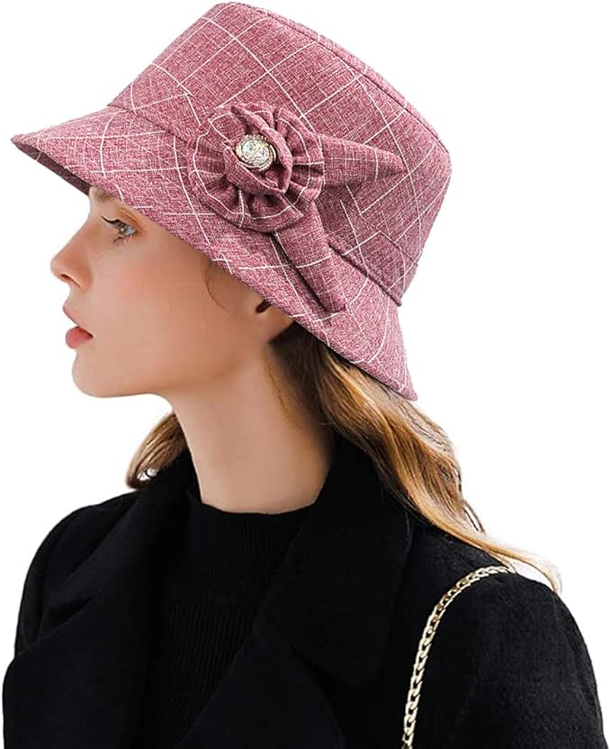 Glamorstar Cloche Hats for Women Vintage Bowler Hat Floral Fedora Bucket Hats