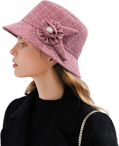 Glamorstar Cloche Hats for Women Vintage Bowler Hat Floral Fedora Bucket Hats