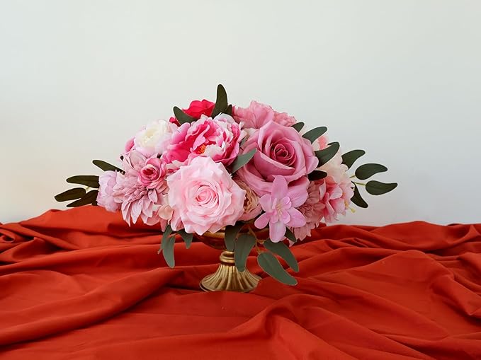 Artificial Flowers Pink Bouquets Box Set for DIY Bridal Wedding Shower Decorations Fake Floral Arrangements for Party Centerpieces Baby Shower Home Decor