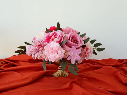 Artificial Flowers Pink Bouquets Box Set for DIY Bridal Wedding Shower Decorations Fake Floral Arrangements for Party Centerpieces Baby Shower Home Decor