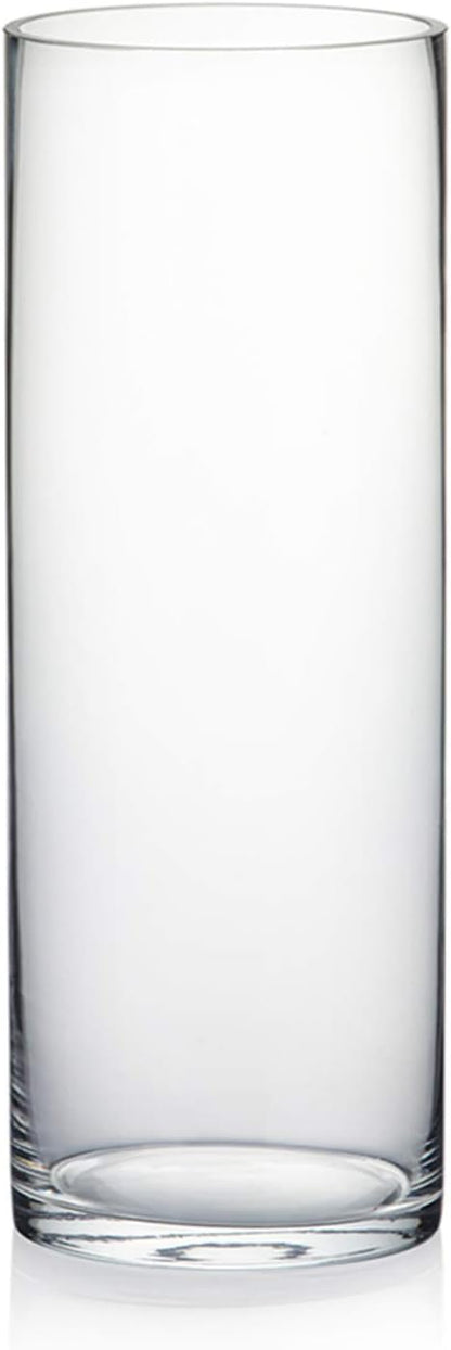 WGV Cylinder Vase, Diameter 5", Height 14", Clear Glass Floral Planter Container, Tall Centerpiece Arrangement for Wedding Party Event Home Office Decor, 1 Piece