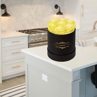 NATROSES 7 Piece Preserved Roses in a Box, Preserved Flowers for Birthday, Flower Gifts for Mothers Day (Yellow)
