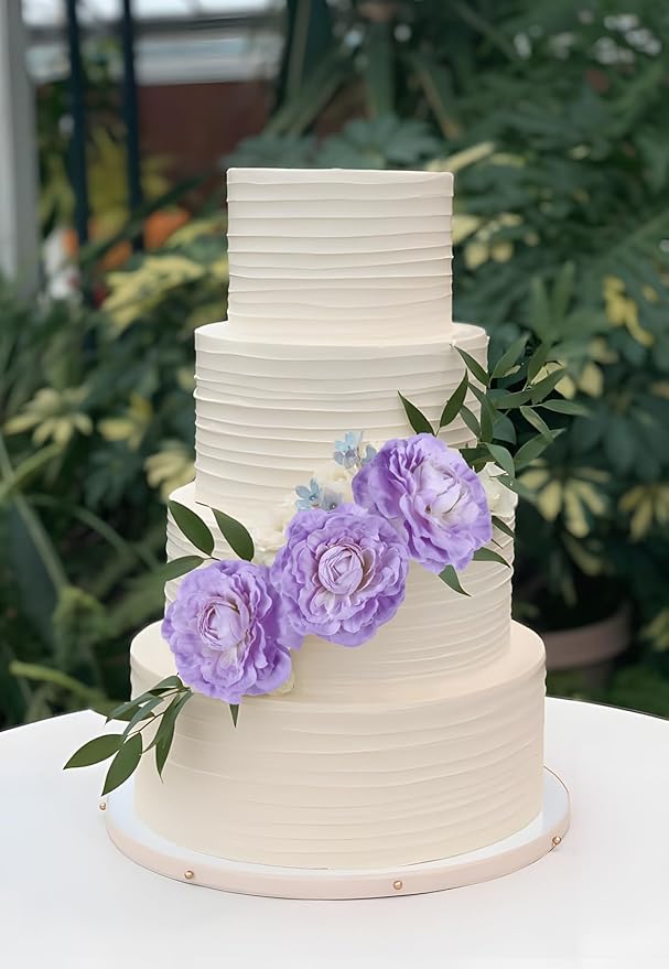 6Pcs Ranunculus Artificial Flowers 19.7’’ Purple Faux Peonies Silk Ranunculus Flowers for Bouquet Vase Table Centerpiece Home Wedding Party Garden Decoration(Purple)