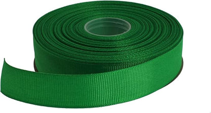 Solid Grosgrain Ribbon 25 Yard Each Roll 100% Polyester Woven Edge (3/4", Green)