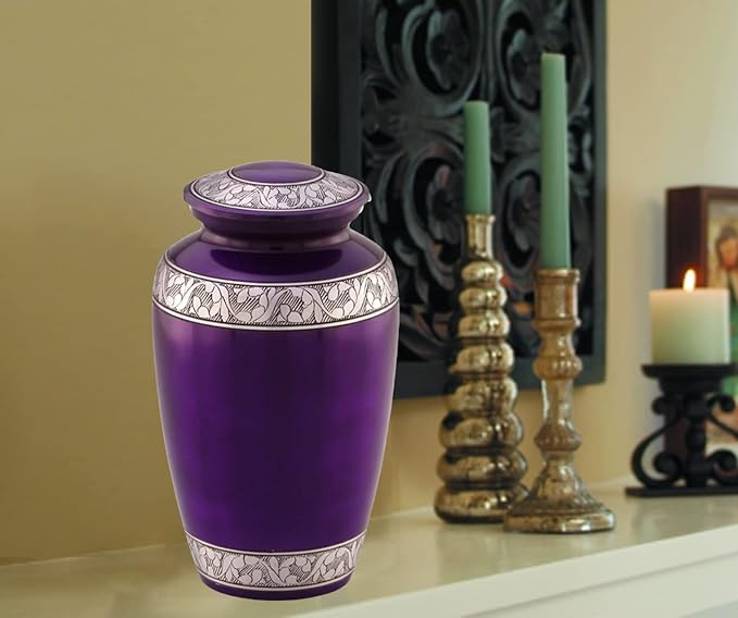 MEMORIALS 4U Custom Engraved Cremation Urn - Handcrafted Urn for Human Ashes - Affordable Urn for Ashes with Velvet Bag (Mulberry)