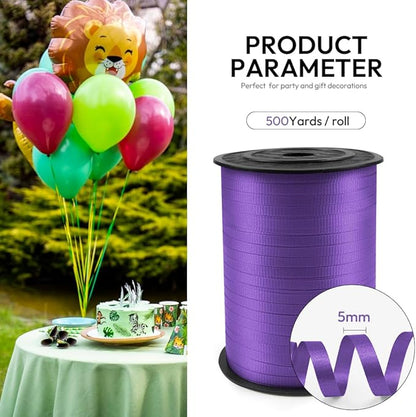 500 Yards Purple Curling Ribbon with Spool, 1/5" Wide Crimped Balloon String Ribbon - Ideal for Gift Wrapping, Christmas Halloween Party Decorations