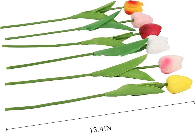 IPOPU 24PCS Real Touch Tulips Artificial Flowers for Decoration Fake Tulips Fake Flowers Floral Arrangements Artificial Faux Tulips Decor for Table Home Decor Baby Shower Centerpieces (Multi)