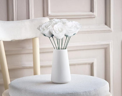 Glitter Flowers,30PCS White Roses Artificial Roses with Stems for Wedding Bouquet Party Christmas Home Decor(White)