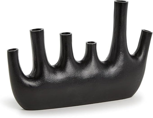 Two's Company Cosmo Black Pipe Decorative Vase, 11-inches Height, Aluminum, Home Decor Accessories
