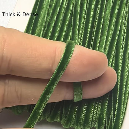 Chenkou Craft Green 25 Yards 1/8" 3mm Velvet Ribbon Lots Bulk (Green, 1/8"(3mm))
