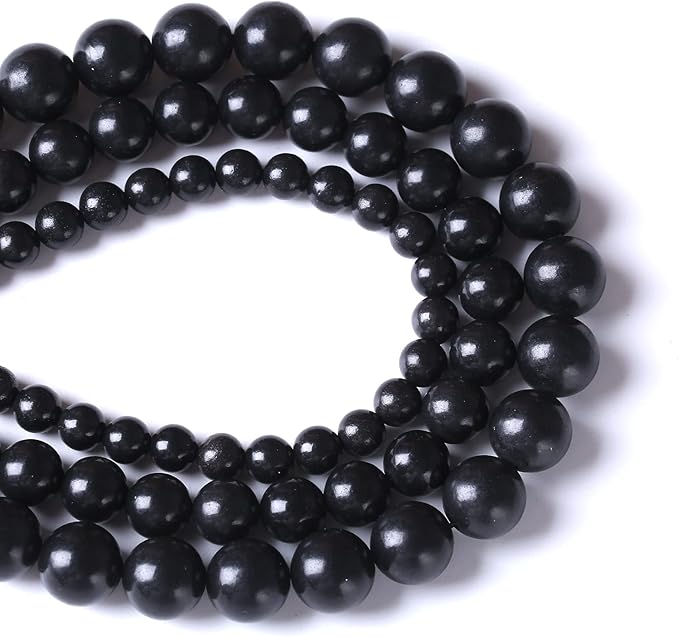 6MM 60PCS Natural Stone Shungite Beads Crystal Loose Beads for Jewelry Making DIY Bracelet