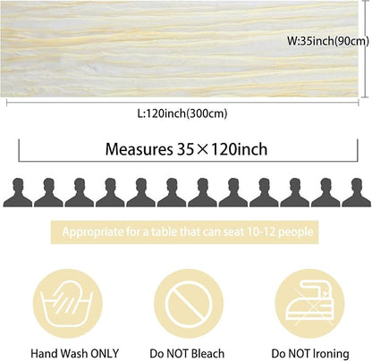 12 Pack 10Ft Cheesecloth Table Runner 35x120 Inch Boho Gauze Rustic Cheese Cloth Long Romantic Table Runner for Wedding Bridal Shower Birthday Party Table Decor (Beige)