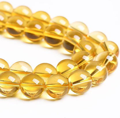 8MM 46PCS Natural Crystal Stone Clean Citrine 3A Grade Loose Beads for Jewelry Making DIY Bracelet