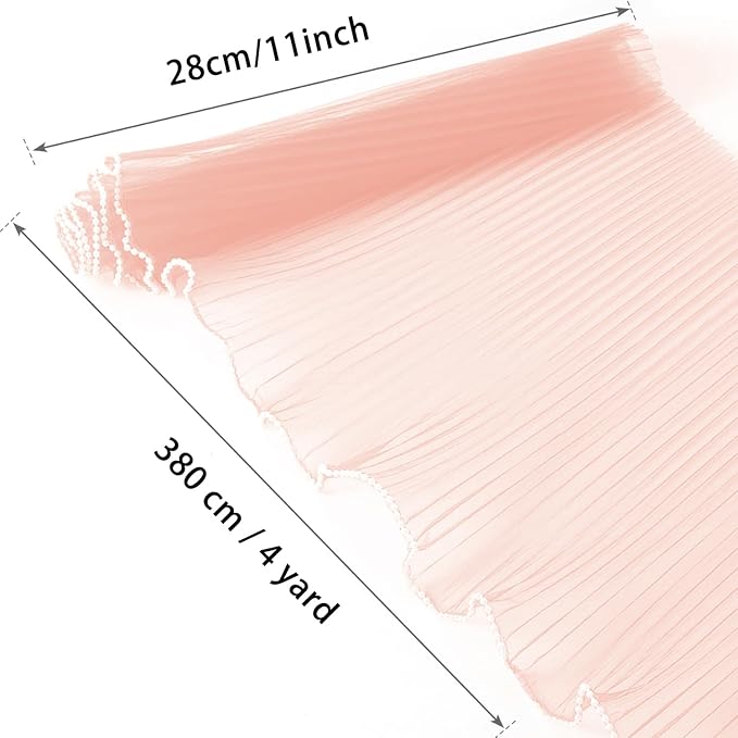 Cftone 4 Yards Pearl Edge Flower Wrapping Mesh Paper with 3/5 inch Organza Ribbon 50 Yard Gift Wrap Ribbon, Bouquet Transparent Mesh Wrapping Paper for Mother's Day Valentine's Day Wedding Graduation Birthday Gift (Champagne Pink with 50 Yard Pink Ribbon)