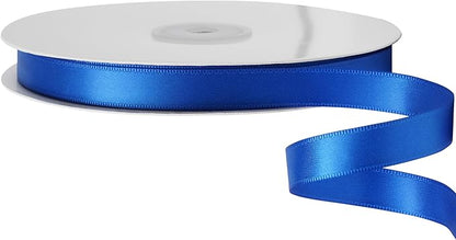 LIUYAXI Blue Stain Ribbon, 5/8" X Continuous 50 Yards, Double Faced Fabric Ribbon Perfect for Gift Wrapping Wedding Birthday Party Christmas Hair Floral Craft Baby Shower