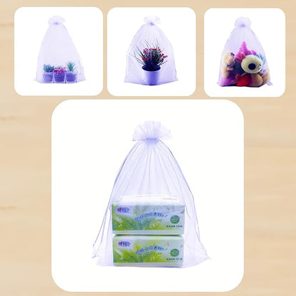 QIANHAILIZZ 50 Pack 12 x 16 Inch Drawstring Jewelry Gift Organza Bags Plant Covers Plants Protection Bag D5B (A-LILAC)