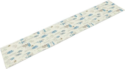 Starfish Table Runner,Vintage Nautical Seashell Tropical Beach Theme Coastal Ocean Sea Burlap for Hotel Indoors Outdoor Dining Room Kitchen Tablecloth, 13x108in