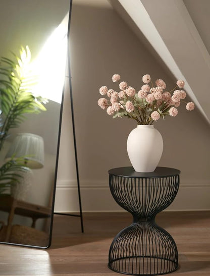Laelfe Fall Flowers Artificial Pompon Mum, 5Pcs Fake Kiku Flowers Silk Small Mini Chrysanthemum Ball Faux Mum Decor for Autumn Filler DIY Bouquet Centerpieces Arrangements Shower(Beige)