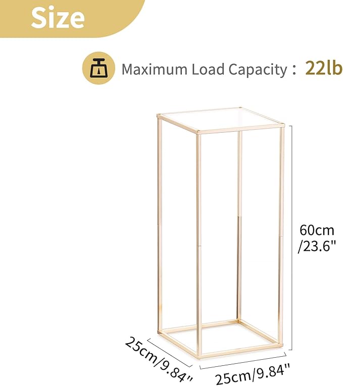 NUPTIO Wedding Centerpieces for Tables with Acrylic Panel - 10 Pcs 23⅝ inch Tall Gold Vases for Centerpieces - Flower Stand for Centerpiece Table Metal Vase Column Stand Vases for Party Decorations