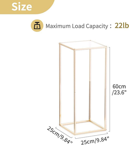 NUPTIO Wedding Centerpieces for Tables with Acrylic Panel - 10 Pcs 23⅝ inch Tall Gold Vases for Centerpieces - Flower Stand for Centerpiece Table Metal Vase Column Stand Vases for Party Decorations