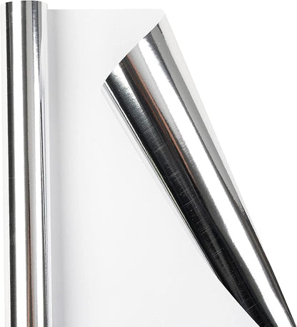 RUSPEPA Silver Metallic Wrapping Paper - Solid Color Paper Perfect for Wedding, Birthday, Christmas, Baby Shower - 17 Inches X 32.8 Feet