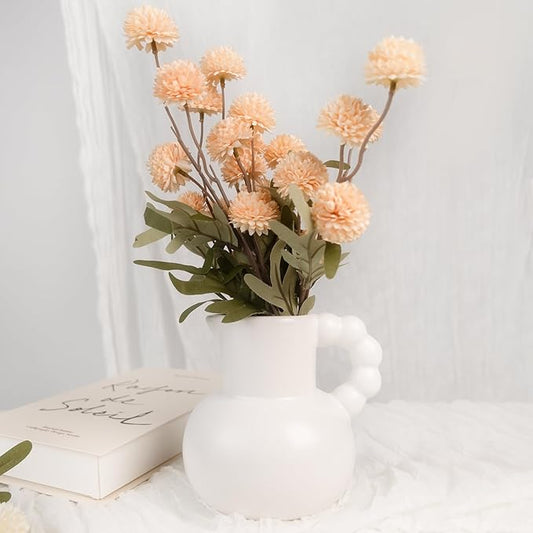 5 Pcs Fall Artificial Chrysanthemum Silk Flowers, 21" Long Stem Faux Mini Mums Flower Bulk, Floral Arrangements for DIY Bouquet Home Wedding Table Centerpiece Decor (No Vase)