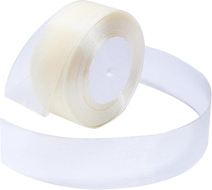 Ivory Ribbon for Gift Wrapping 1-1/2 inch Sheer Organza Ribbon for Flower Bouquet Tulle Chiffon Ribbons for Wedding Invitations Christmas Decorations Crafts 50 Yards