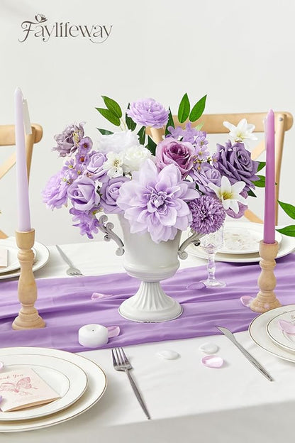 Artificial Flowers, Purple Silk Flowers for DIY Wedding Bridal Bouquets, Fake Cake Flowers for Centerpieces,Baby Shower, Table Arrangement, Home Party Decorations