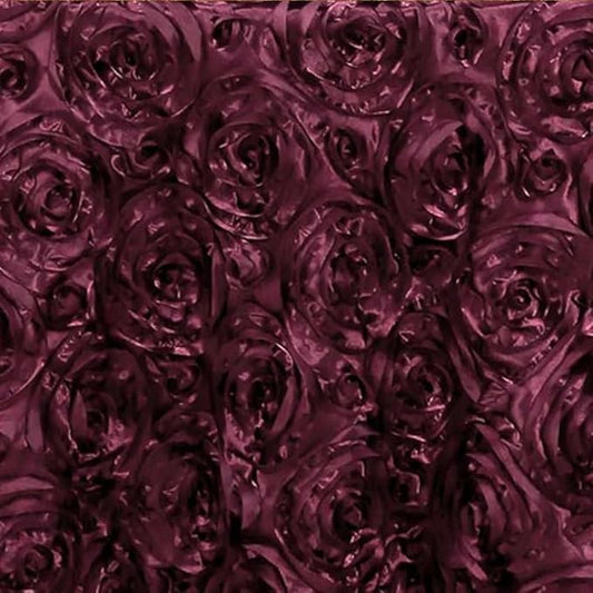 Efavormart 14"x108" Burgundy Grandiose Rosette Satin Table Runner for Party Dining Banquet Events Restaurant Kitchen Home and Multi-Use