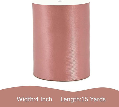 Dusty Pink Satin Ribbon 4 inch X 15 Yards Polyester Ribbon for Gift Wrapping Very Suitable for Weddings Party Hair Bow Invitation Decorations and More