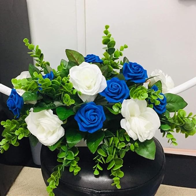 200pcs Royal Blue Artificial Foam Rose Flower Head, 3-Inch Blue Fake Flower Heads Stemless Flowers for DIY Crafts,Wedding Bouquets Party Baby Shower Home Decor (Royal Blue)