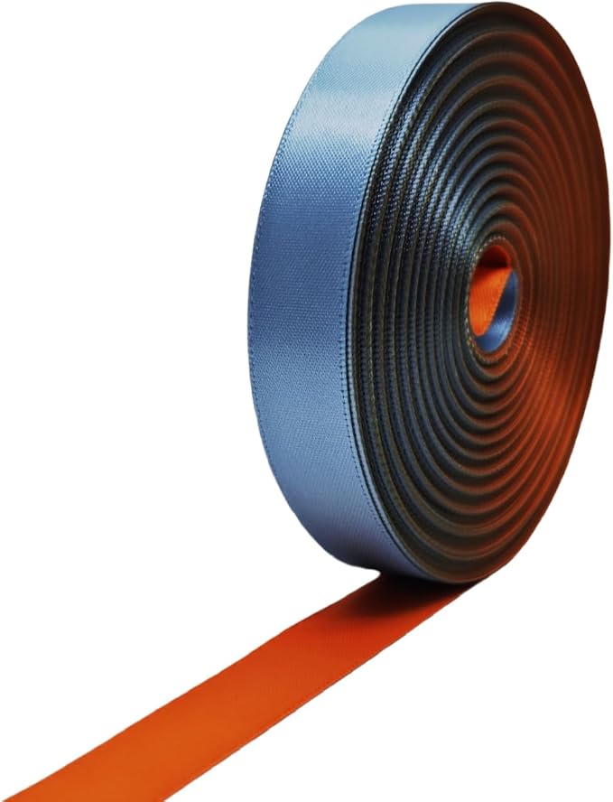 5/8 Ribbon, Blue & Orange Two-Tone Double Faced Satin Ribbon for Gift Wrapping, Flower Bouquet, Bow, Hair, Wedding, DIY Crafts, Holiday Party Decorations, 30 Yards Total