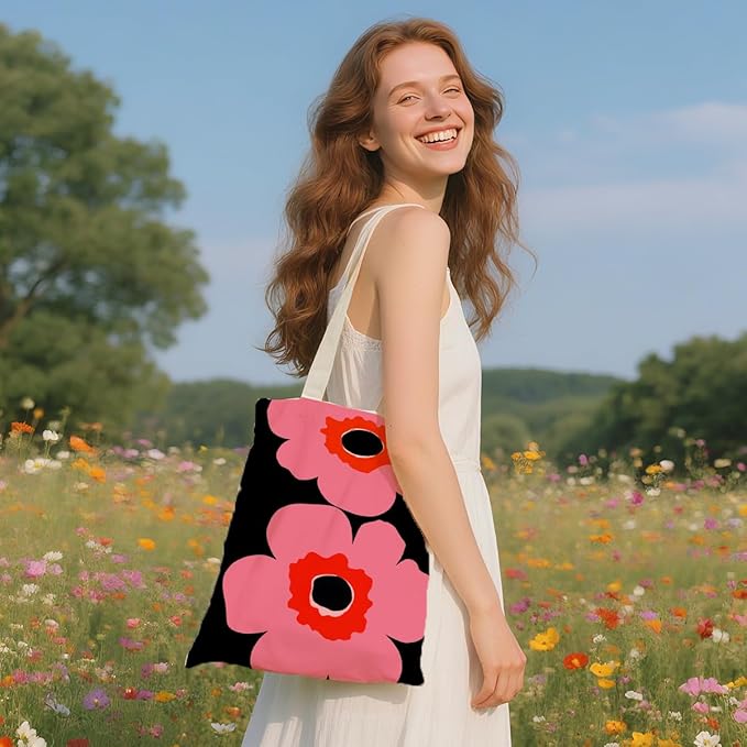 Flower Plant Lover Gifts for Women Canvas Tote Bag with Makeup Bag Cosmetic Bags Grocery Bags for Shopping Christmas