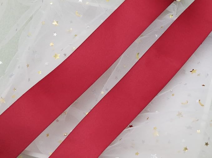 Dark Red Double Faced Satin Ribbons 1-1/2 inch Flower Boutique Gift Wrapping Ribbon 1.5inch 50yards Fabric Silk Bow Ribbon for Valentine's Day & Mother's Day DIY Crafts Hair Headband-Sewing