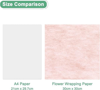 M METERXITY 38-Sheet Korean Cotton Wrapping Flower Paper, 11.8 Inch Waterproof Floral Wrapping Cotton Paper for Bouquets/Gift Packaging [Tender Pink]