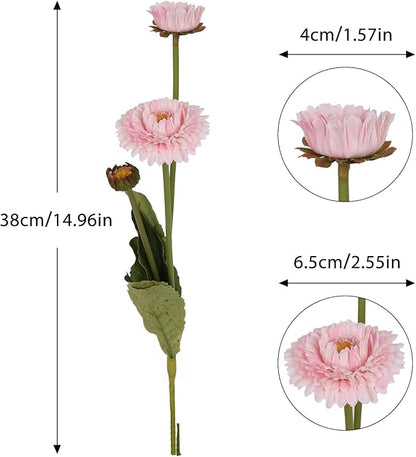 Faux Chrysanthemum Flowers 8pcs Silk Fake Daisies Light Pink Artificial Calendulas for Vase Table Centerpiece Home Wedding Party Garden Decoration(Light Pink)