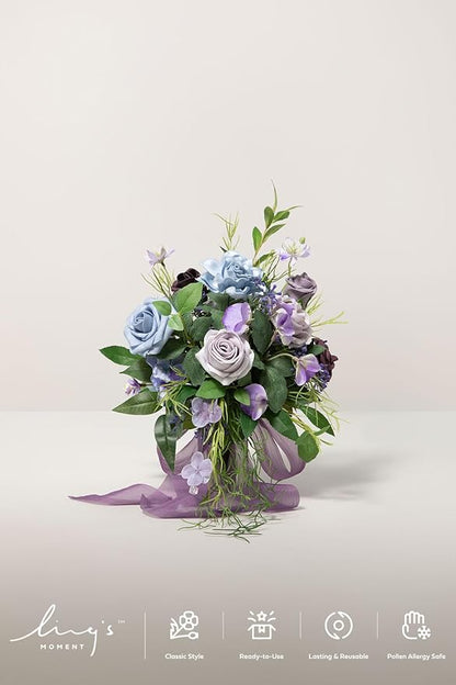 Ling's moment Ethereal Purple Bridesmaid Bouquet Set of 4, Purple Wedding Bouquets for Bridesmaids, 7 Inch Bridal Bouquets for Bridesmaids, Wedding, Ceremony, Anniversary, etc.