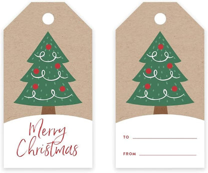 Andaz Press Christmas Holiday Season Classic Gift Tags, Merry Christmas to from Classic Favor Tags, Christmas Tree Design, for Holiday Events, Parties, and Favors, 60-Pack