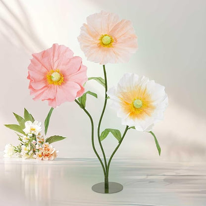 B-COOL Artificial Giant Flowers for Wedding Decoration: 5.58 ft White Champagne Huge Flowers Pink Large Paper Flower Faux Floral for Party Reception Arrangements Background Decor