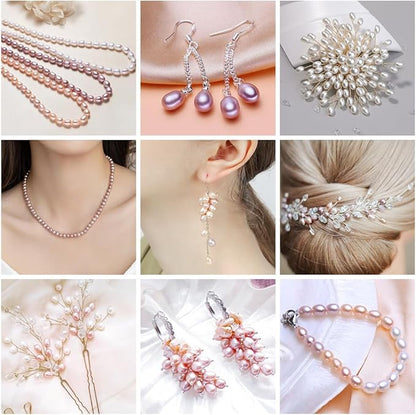 50 Pcs Freshwater Pearl for Jewelry Making AAA 6-7mm No Hole Natural Freshwater Pearls Oval Pearl Beads Loose Gemstone Bead Crafts Gift for Women,DIY Gifts.