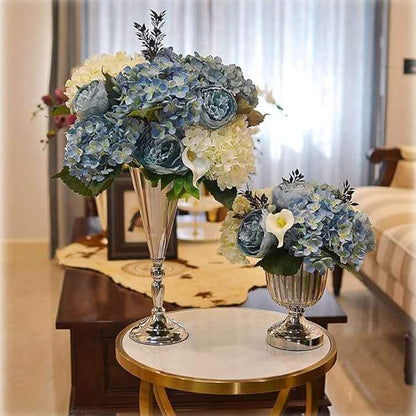 2 Pcs Metal Wedding Flower Trumpet Vase Table Decorative, Wedding Decorations for Reception, Home Decor, Large Party Event Decoration Silver