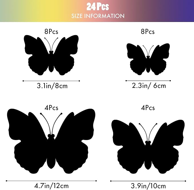 SAOROPEB 3D Butterfly Wall Decor, 24 Pcs Double Layer Butterfly Decorations for Party Decorations Locker Decor Refrigerator Decal, Reusable (Colorful)